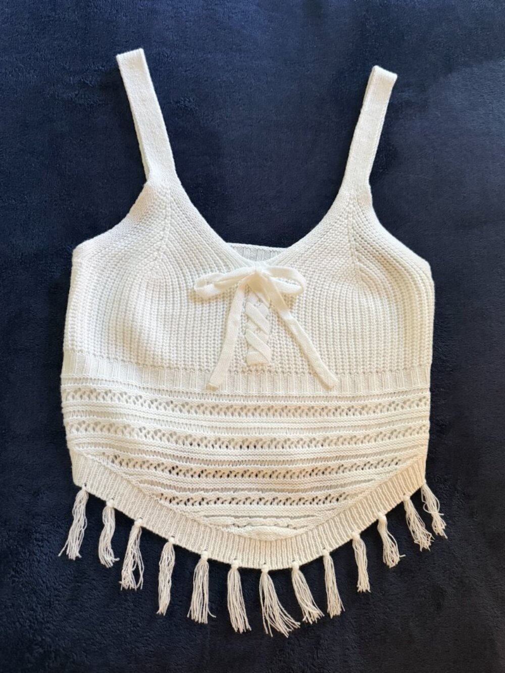 White Crochet Festival Tank Top